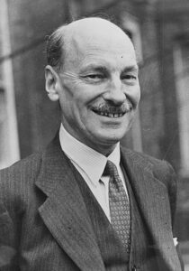 Black and white photograph of Clement Attlee